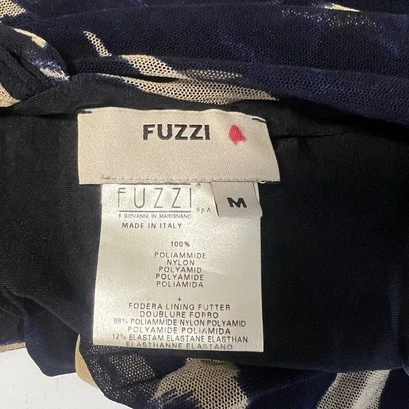 Jean Paul Gaultier Fuzzi Sz M Ruched Mesh Dress One Shoulder Blue Printed - Picture 4 of 9